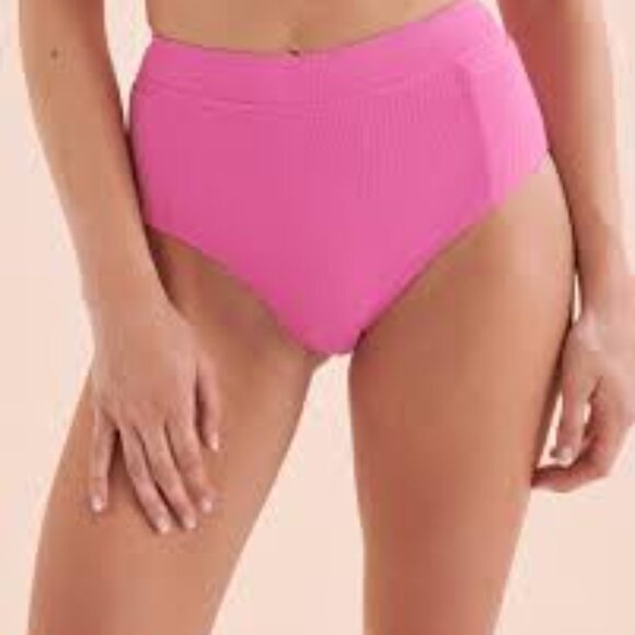 NWT Quintsoul Malibu Pink High Waisted Bikini Bottom - Size M - Picture 1 of 7